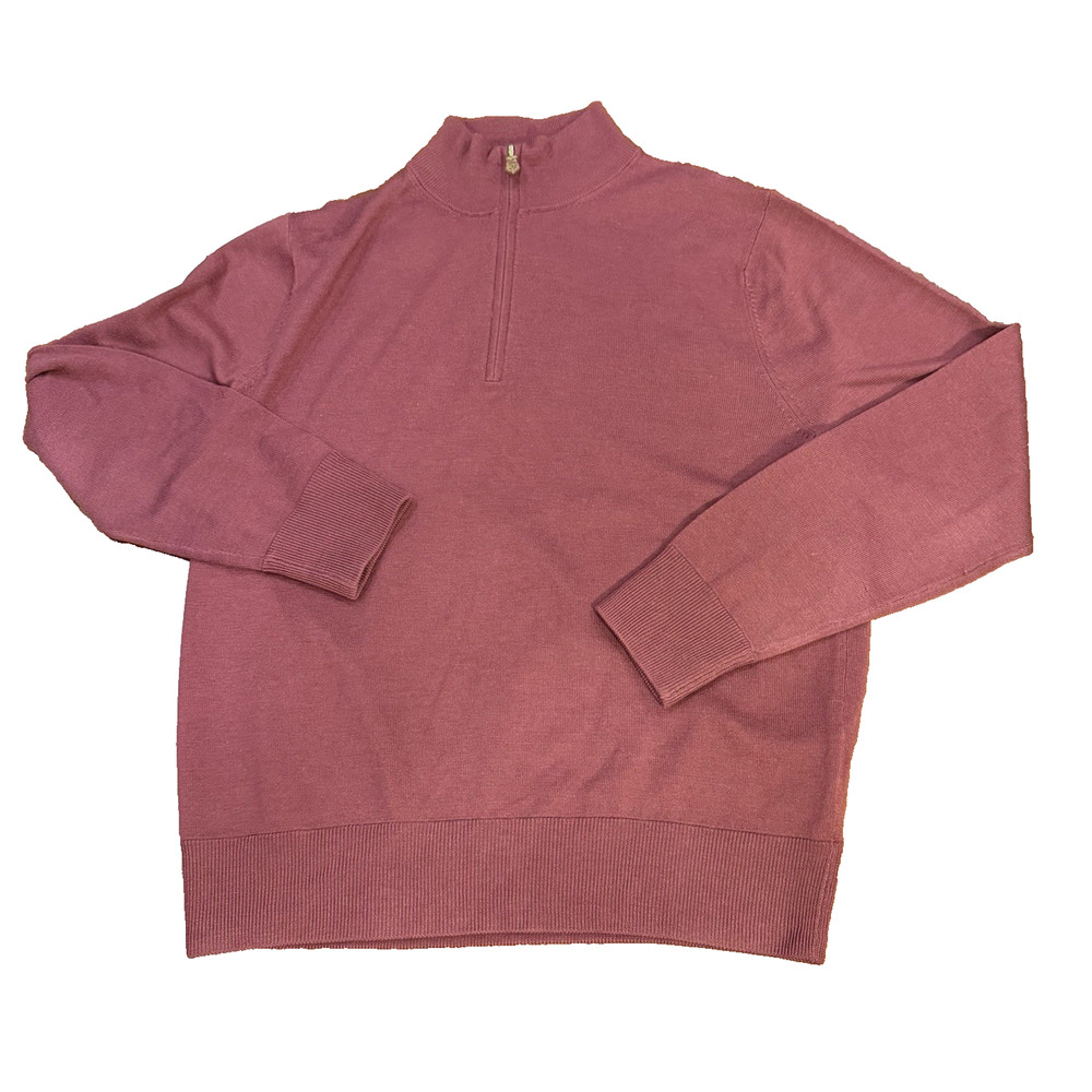 Brooks Brothers 100% Saxxon Wool 1/4 Zip Burgundy Pullover Sweater Sz M Preppy
